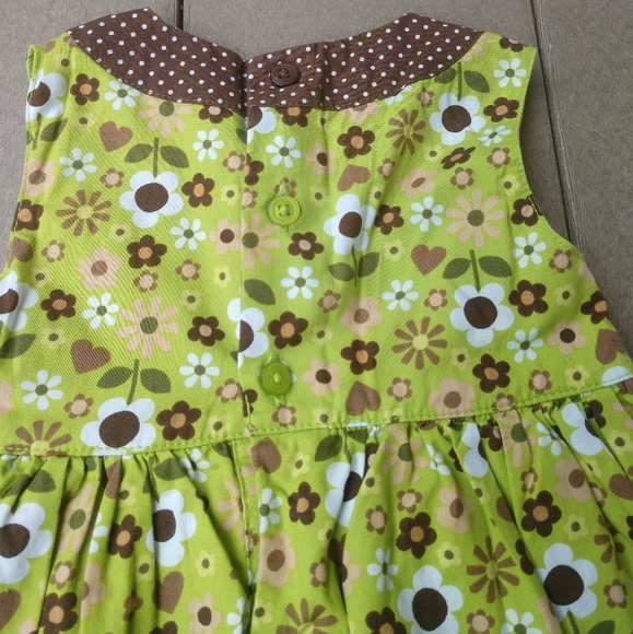 Green/brown flower/polkadot toddler dress - Picture 5 of 5